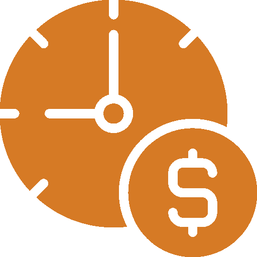 clock and dollar coin icons